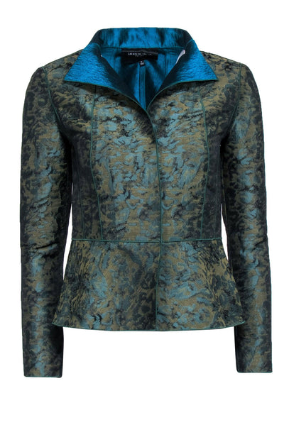 Current Boutique-Lafayette 148 – Blue & Green Metallic Floral Brocade Blazer Sz 6