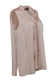 Current Boutique-Lafayette 148 - Champagne Pink Draped Front Sleeveless Blouse Sz M