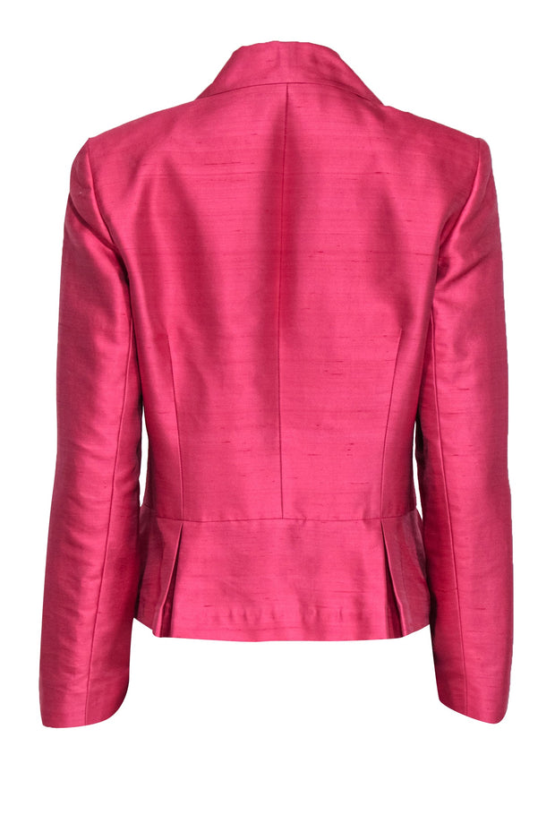 Current Boutique-Lafayette 148 - Coral Silk & Cotton Peplum Blazer w/ Buttons Sz 8