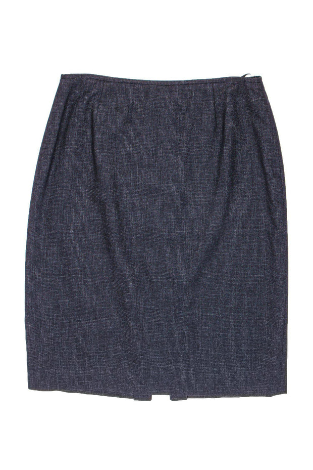 Current Boutique-Lafayette 148 - Dark Navy Wool Blend Pencil Skirt Sz 14