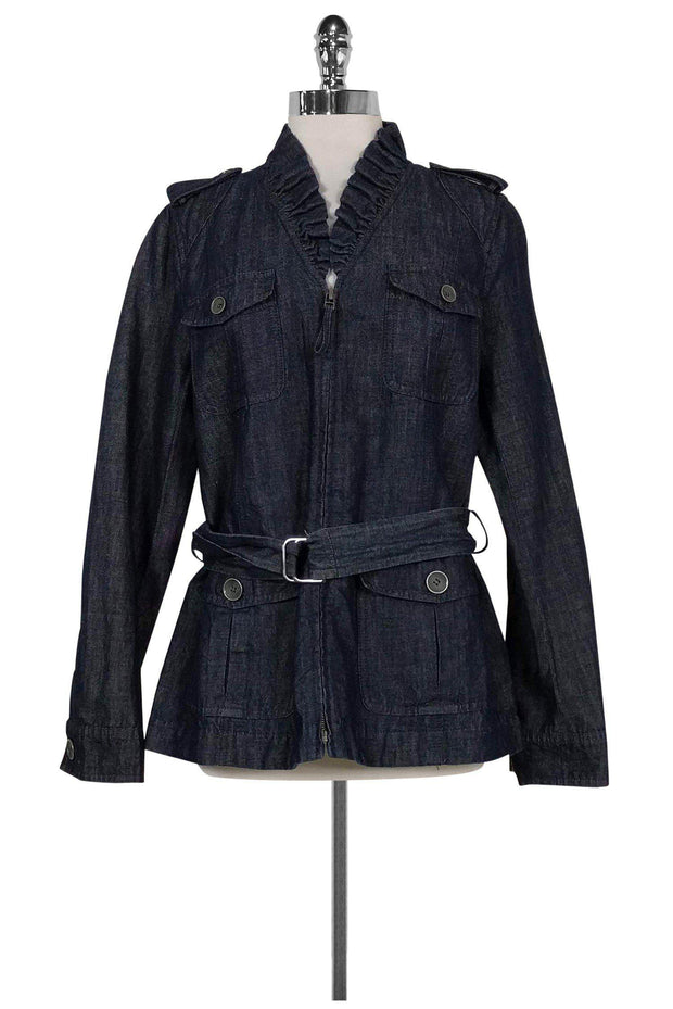 Current Boutique-Lafayette 148 - Denim Ruffle Jacket Sz 8