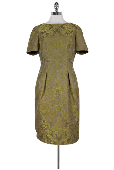 Current Boutique-Lafayette 148 - Gold Jacquard Dress Sz 6