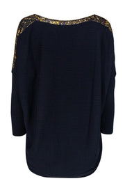 Current Boutique-Lafayette 148 - Gold & Navy Dolman Sleeve Blouse Sz M