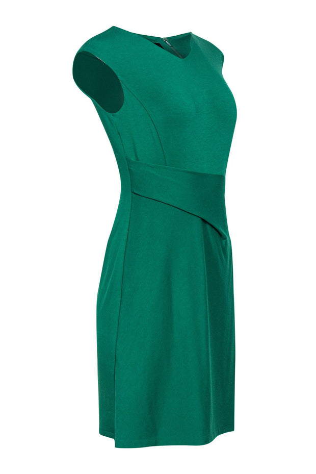 Current Boutique-Lafayette 148 - Green Draped Waist Sheath Dress Sz S