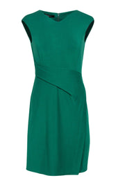 Current Boutique-Lafayette 148 - Green Draped Waist Sheath Dress Sz S