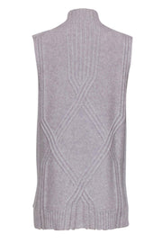 Current Boutique-Lafayette 148 - Grey Cable Knit Sleeveless Mock Turtleneck Sweater Sz S