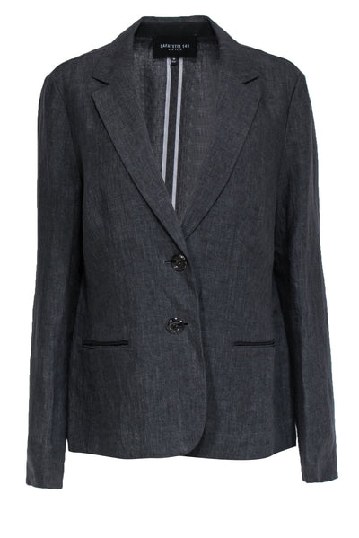 Current Boutique-Lafayette 148 - Grey Linen Blazer Sz 10