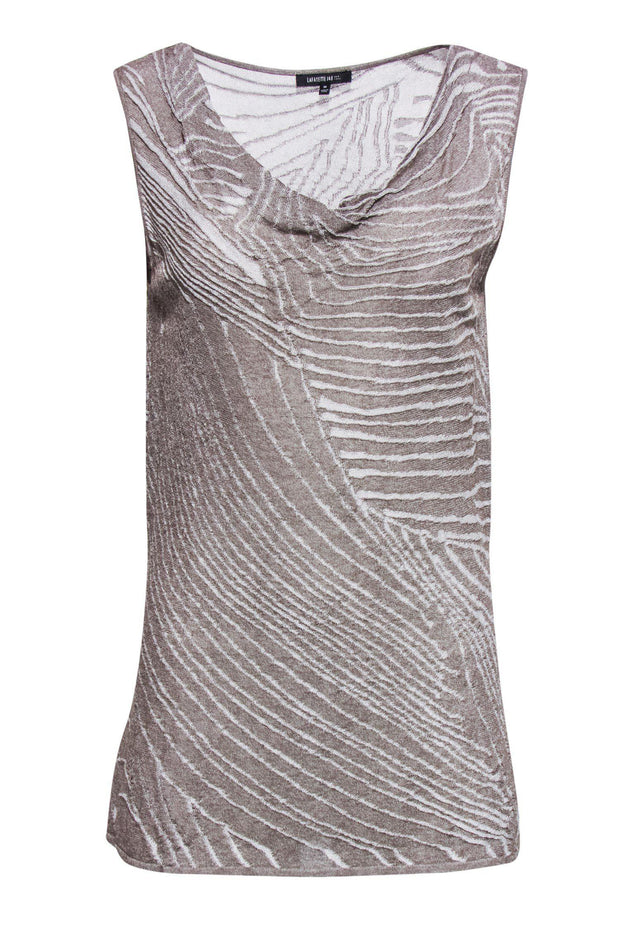 Current Boutique-Lafayette 148 - Grey & Taupe Knit Tank Top Sz M