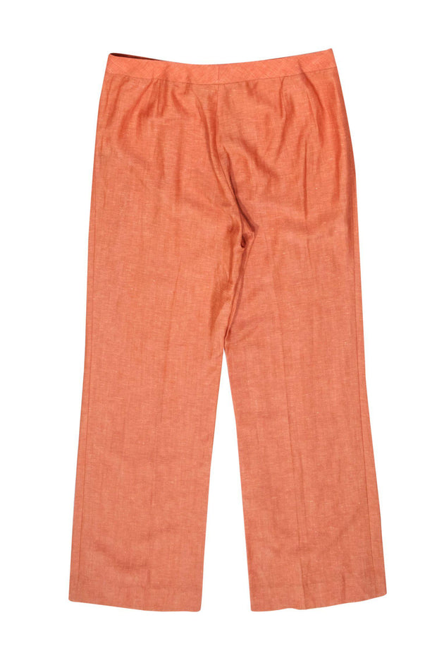 Current Boutique-Lafayette 148 - Light Orange Linen Blend Wide Leg Trousers Sz 16