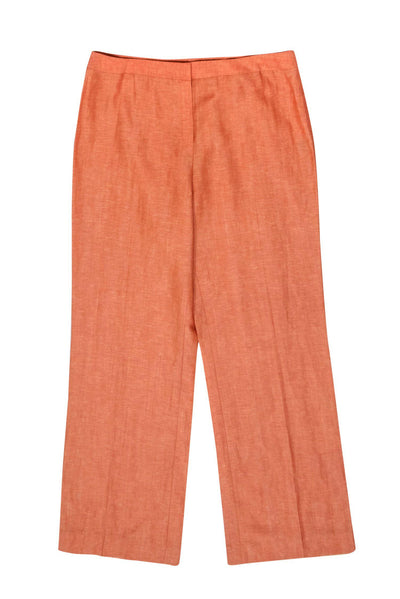 Current Boutique-Lafayette 148 - Light Orange Linen Blend Wide Leg Trousers Sz 16