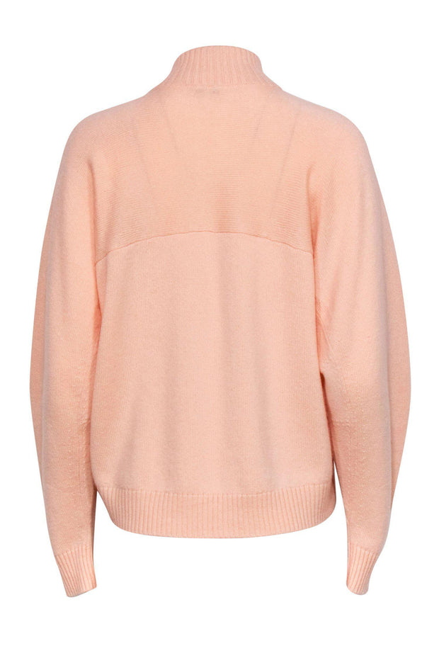 Current Boutique-Lafayette 148 - Light Pink Zip-Up Mock Turtleneck Cashmere Sweater Sz M