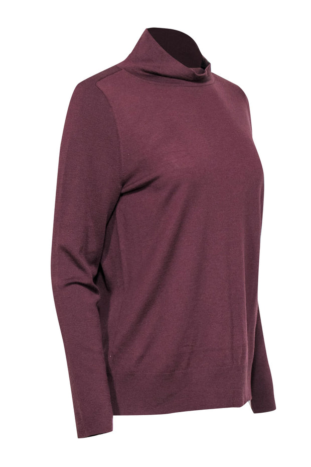 Current Boutique-Lafayette 148 - Maroon Wool Turtleneck Sweater Sz L