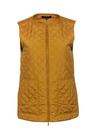 Current Boutique-Lafayette 148 - Mustard Quilted Zip-Up Vest Sz M