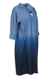 Current Boutique-Lafayette 148 - Ombre Blue Chambray Batwing Shift Dress Sz M