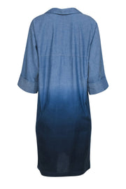 Current Boutique-Lafayette 148 - Ombre Blue Chambray Batwing Shift Dress Sz M