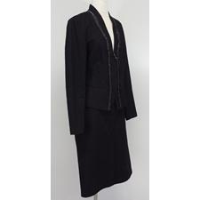 Current Boutique-Lafayette 148 - Premium Denim Collection Black Cotton Suit Sz 8