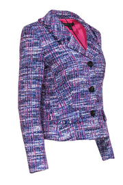 Current Boutique-Lafayette 148 - Purple, Pink & White Tweed Blazer w/ Frayed Trim Sz 6