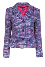 Current Boutique-Lafayette 148 - Purple, Pink & White Tweed Blazer w/ Frayed Trim Sz 6