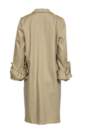 Current Boutique-Lafayette 148 - Tan Over Coat w/ Ruffle Sleeves Sz M