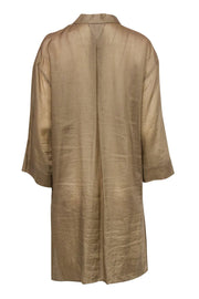 Current Boutique-Lafayette 148 - Taupe Button-Up Collared Tunic Sz L