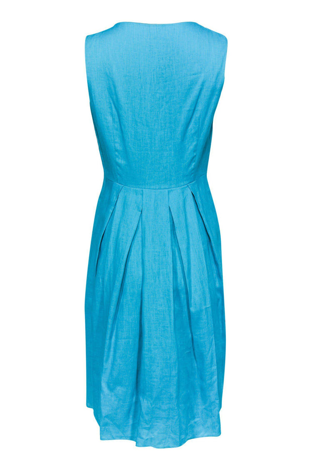 Current Boutique-Lafayette 148 - Teal Linen Fit & Flare Dress Sz 8