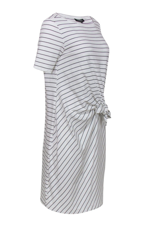 Current Boutique-Lafayette 148 - White & Black Striped Tied T-Shirt Dress Sz M