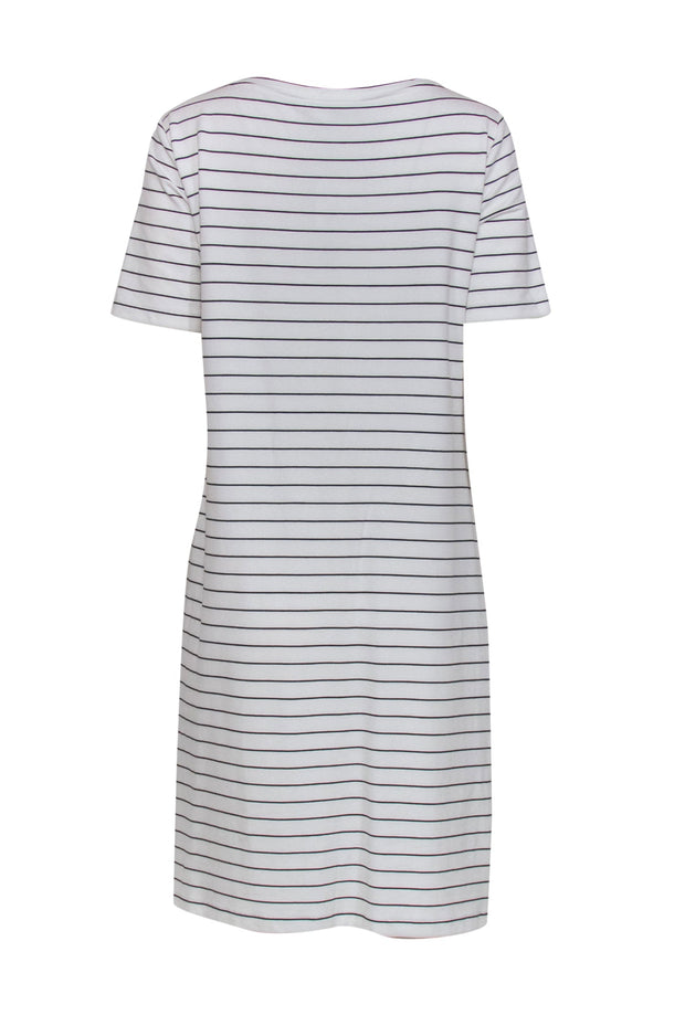 Current Boutique-Lafayette 148 - White & Black Striped Tied T-Shirt Dress Sz M