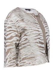 Current Boutique-Lafayette 148 - White & Gold Zebra Open Front Jacket Sz M