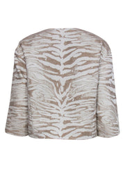 Current Boutique-Lafayette 148 - White & Gold Zebra Open Front Jacket Sz M