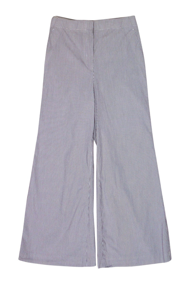 Current Boutique-Lafayette 148 - White & Grey Striped Wide Leg Pants Sz 6