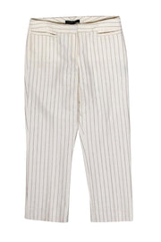 Current Boutique-Lafayette 148 - White Pinstriped Cropped Cotton Blend Trousers Sz 4