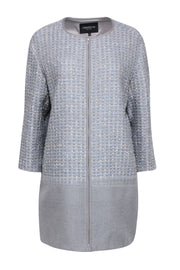 Current Boutique-Laffeyette 148 - Powder Blue & Grey Tweed Zip-Up Jacket Sz M