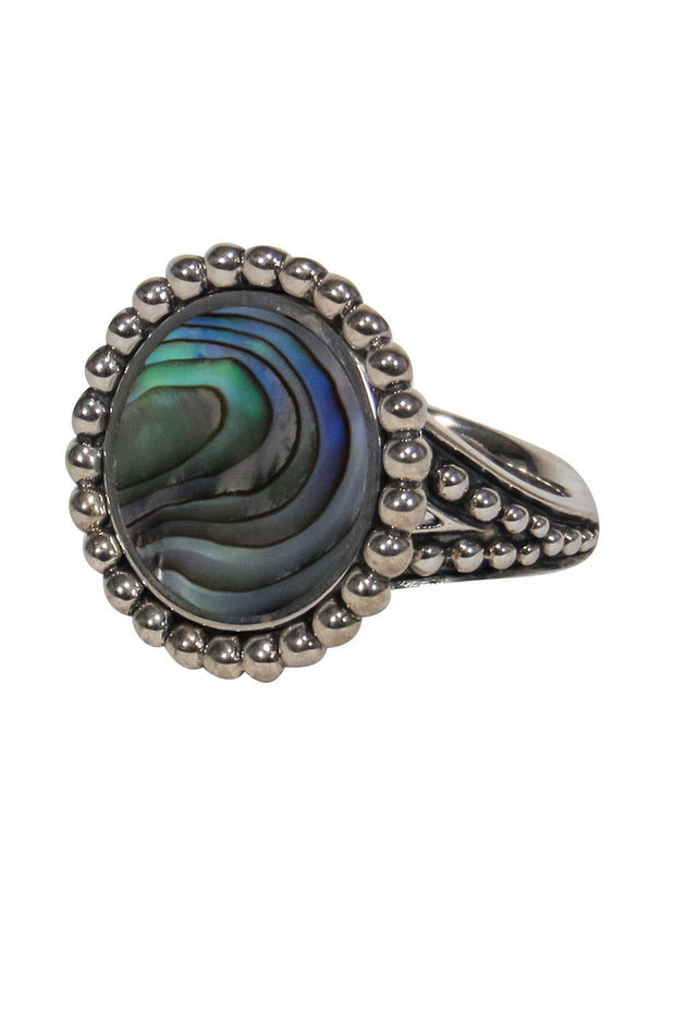 Current Boutique-Lagos - Sterling Silver Flat Top Iridescent Ring Sz 6.5