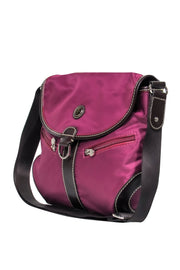 Current Boutique-Lancel - Boysenberry & Brown Canvas & Leather Fold-Over Crossbody