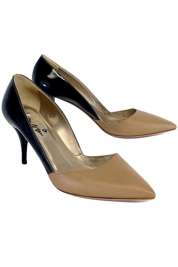 Current Boutique-Lanvin - Tan & Black Patent Leather Colorblock Heels Sz 11