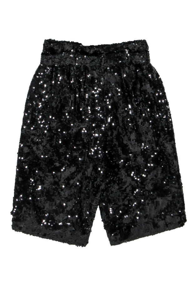 Current Boutique-Lapointe - Black Sequin Belted Bermuda Shorts Sz 4