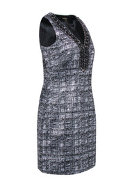 Current Boutique-Laundry by Shelli Segal - Black & Chrome Sheath w/ Neckline Crystal Embellishment