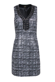 Current Boutique-Laundry by Shelli Segal - Black & Chrome Sheath w/ Neckline Crystal Embellishment