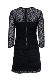 Current Boutique-Laundry by Shelli Segal - Black Lace Long Sleeve Tiered Dress Sz 4