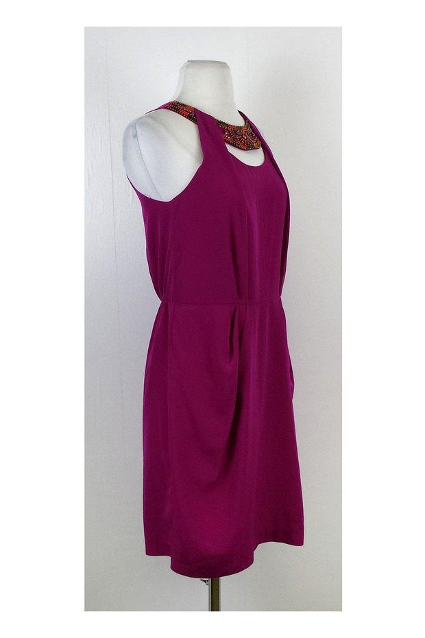 Current Boutique-Laundry by Shelli Segal - Fuchsia & Orange Beaded Neckline Dress Sz 6