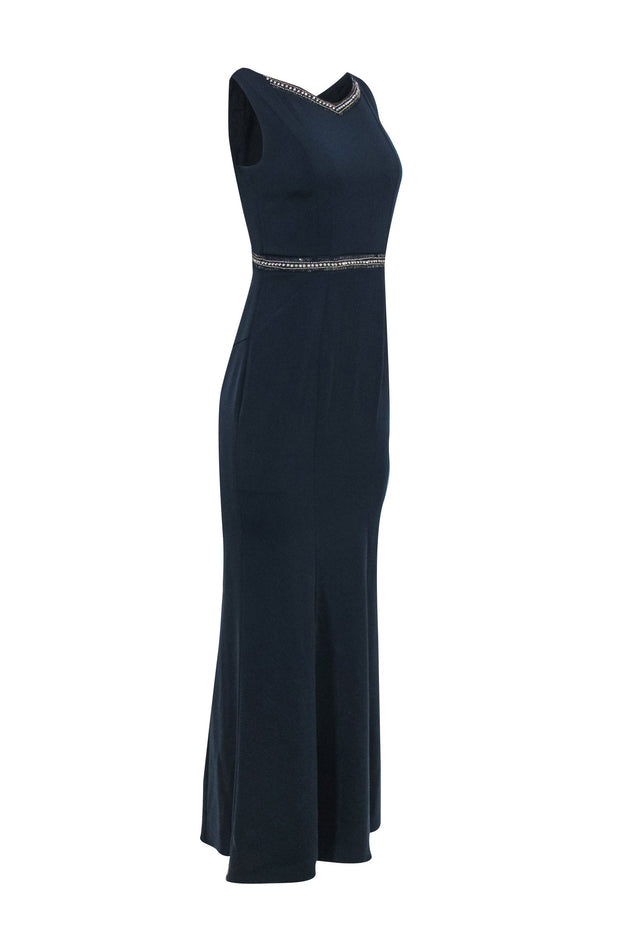 Current Boutique-Laundry by Shelli Segal - Navy Formal Maxi Dress w/ Sequins & Beading Sz 4