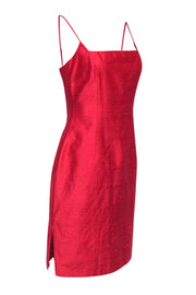 Current Boutique-Laundry by Shelli Segal - Red Side Slit Silk Sheath Dress Sz 8