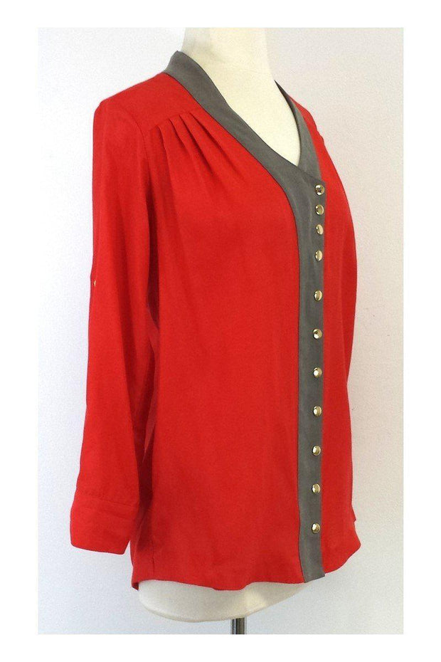 Current Boutique-Lauren Moffatt - Orange & Grey Button-Up Top Sz XS