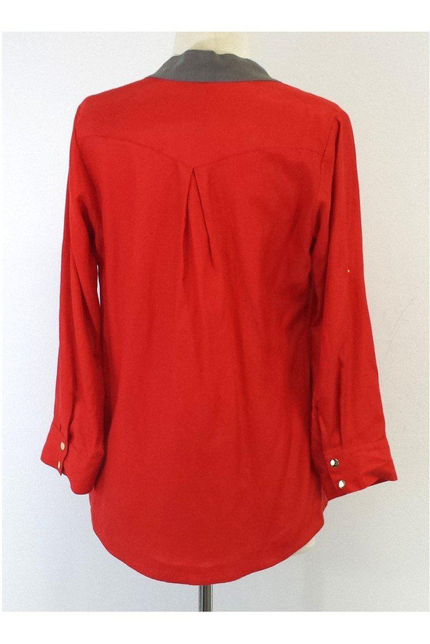 Current Boutique-Lauren Moffatt - Orange & Grey Button-Up Top Sz XS