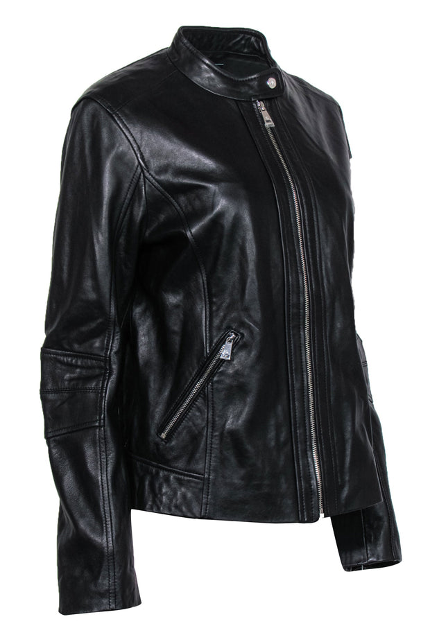 Current Boutique-Lauren Ralph Lauren - Black Leather Zip-Up Jacket Sz L