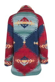 Current Boutique-Lauren Ralph Lauren - Blue, Red & Teal Wool Western-Inspired Cardigan Sz M