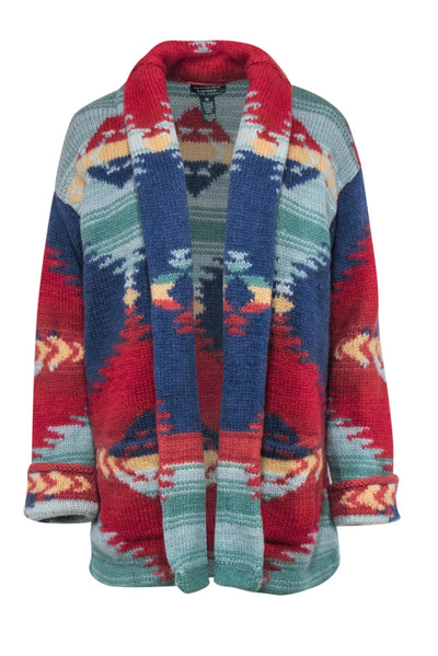 Current Boutique-Lauren Ralph Lauren - Blue, Red & Teal Wool Western-Inspired Cardigan Sz M