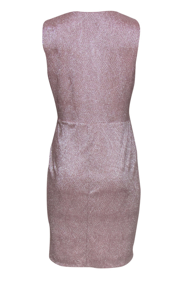 Current Boutique-Lauren Ralph Lauren - Blush Sparkly Sleeveless Sheath Dress w/ Knotted Waist Sz 14P