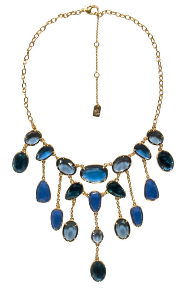 Current Boutique-Lauren Ralph Lauren - Gold, Blue & Green Jeweled Statement Necklace