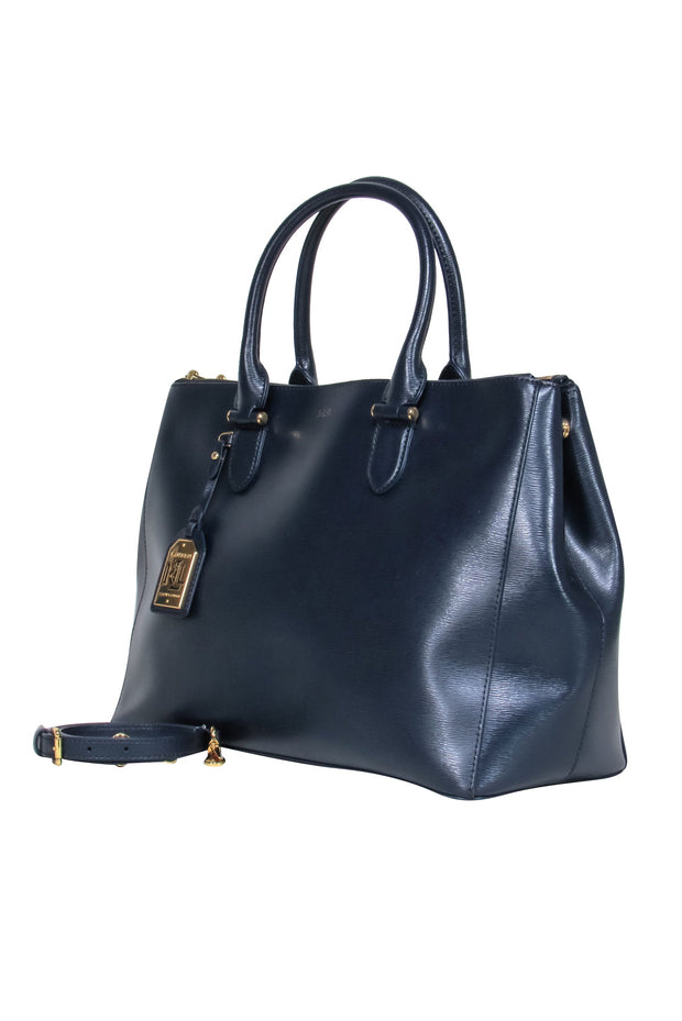 Current Boutique-Lauren Ralph Lauren - Leather Navy Double Handle Tote Bag